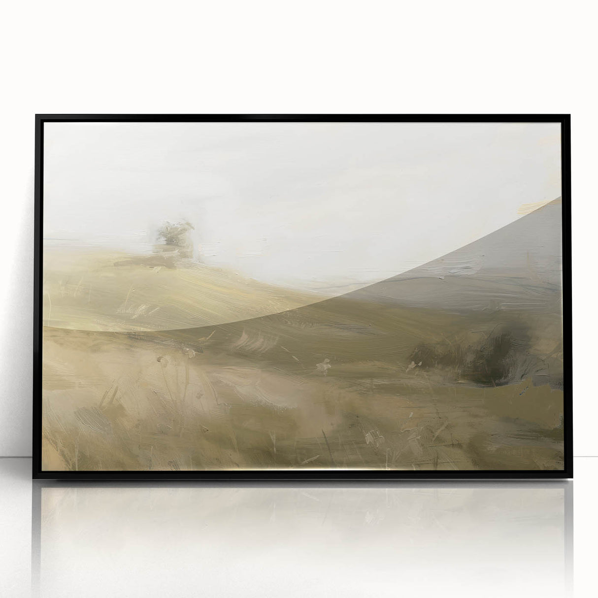 Framed acrylic artwork showcasing a vibrant landscape design, featuring a black frame and sleek front view, perfect for modern home decor. Ideal for art enthusiasts seeking to enhance their living spaces.