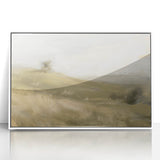 Framed acrylic artwork showcasing a serene landscape scene with vibrant colors, set in a sleek white frame, perfect for modern home decor.