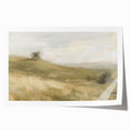 Vibrant rolled landscape print depicting a serene sunset over rolling hills, showcasing rich colors and intricate details, packaged securely in a protective tube.