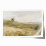 Vibrant rolled landscape print depicting a serene sunset over rolling hills, showcasing rich colors and intricate details, packaged securely in a protective tube.