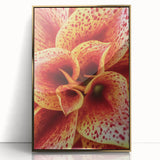 Large art print of a floral close-up in a gold frame, featuring soft pastel shades, ideal for nursery wall art.