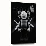 Modern Pop Art Wall Art - Black & White KAWS Inspired Canvas Print