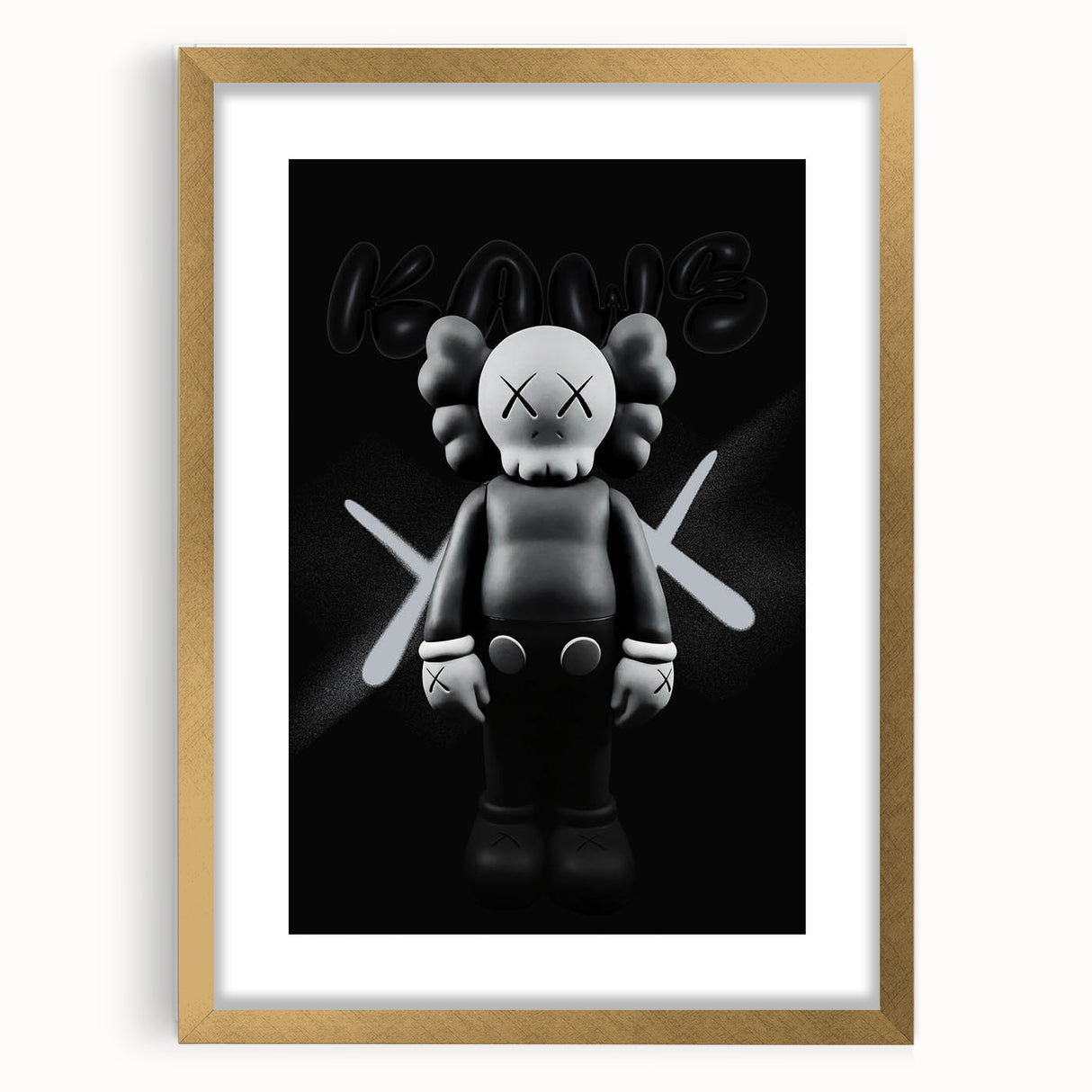 Modern Pop Art Wall Art - Black & White KAWS Inspired Canvas Print