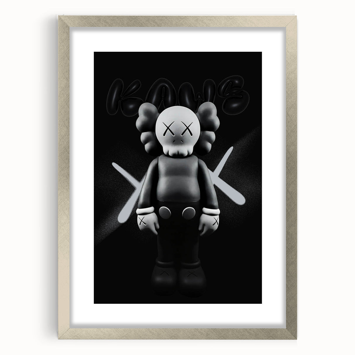 Modern Pop Art Wall Art - Black & White KAWS Inspired Canvas Print