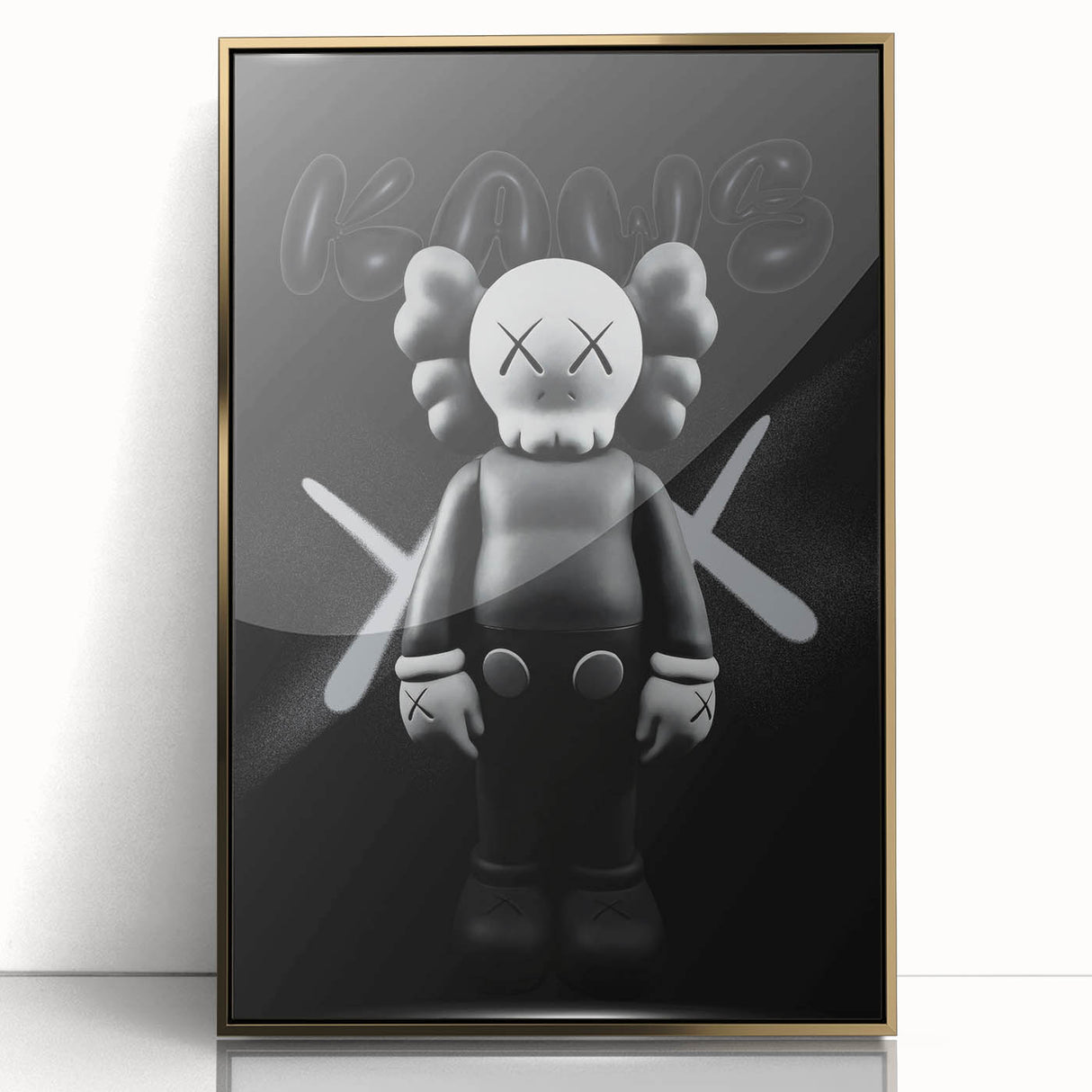 Modern Pop Art Wall Art - Black & White KAWS Inspired Canvas Print