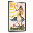 Retro Hawaii Travel Poster – Vintage Hula Girl Art