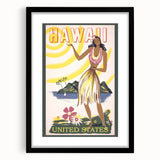 Retro Hawaii Travel Poster – Vintage Hula Girl Art