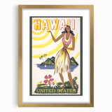 Retro Hawaii Travel Poster – Vintage Hula Girl Art