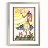 Retro Hawaii Travel Poster – Vintage Hula Girl Art