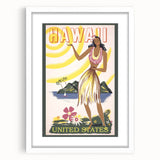 Retro Hawaii Travel Poster – Vintage Hula Girl Art