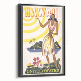 Retro Hawaii Travel Poster – Vintage Hula Girl Art