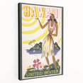 Retro Hawaii Travel Poster – Vintage Hula Girl Art