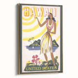 Retro Hawaii Travel Poster – Vintage Hula Girl Art