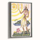 Retro Hawaii Travel Poster – Vintage Hula Girl Art