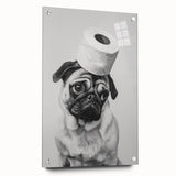 Pug Bathroom Wall Art - Modern Black and White Bathroom Decor