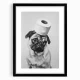Pug Bathroom Wall Art - Modern Black and White Bathroom Decor