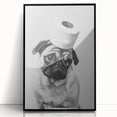 Pug Bathroom Wall Art - Modern Black and White Bathroom Decor