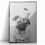 Pug Bathroom Wall Art - Modern Black and White Bathroom Decor