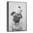 Pug Bathroom Wall Art - Modern Black and White Bathroom Decor