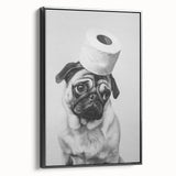 Pug Bathroom Wall Art - Modern Black and White Bathroom Decor