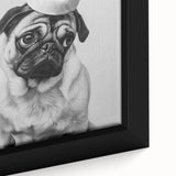 Pug Bathroom Wall Art - Modern Black and White Bathroom Decor