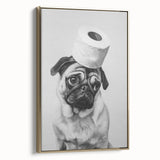 Pug Bathroom Wall Art - Modern Black and White Bathroom Decor