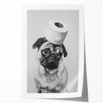 Pug Bathroom Wall Art - Modern Black and White Bathroom Decor