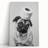 Pug Bathroom Wall Art - Modern Black and White Bathroom Decor