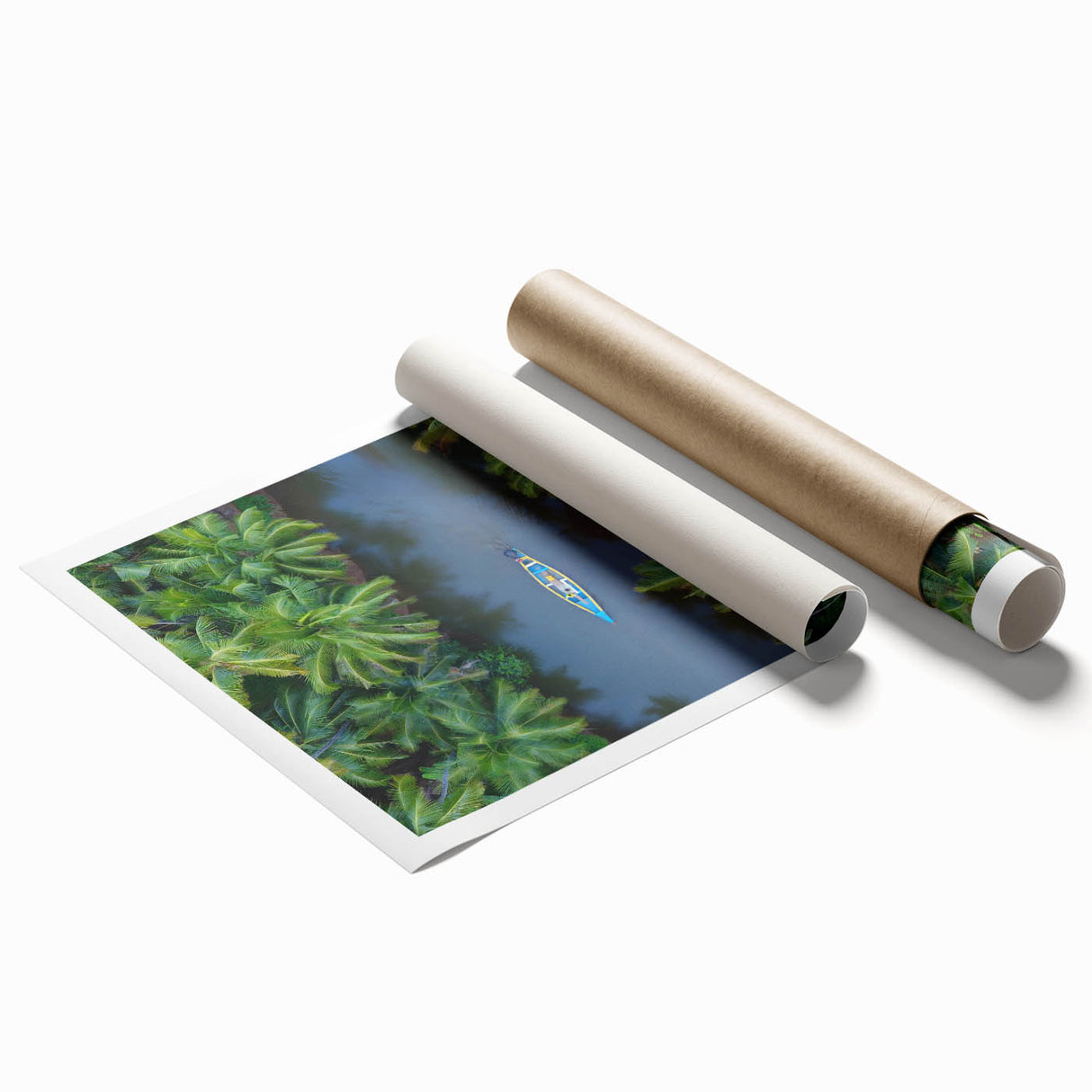 Extra large rolled print of a floral scene in vibrant colors, ideal for classy bathroom wall art.