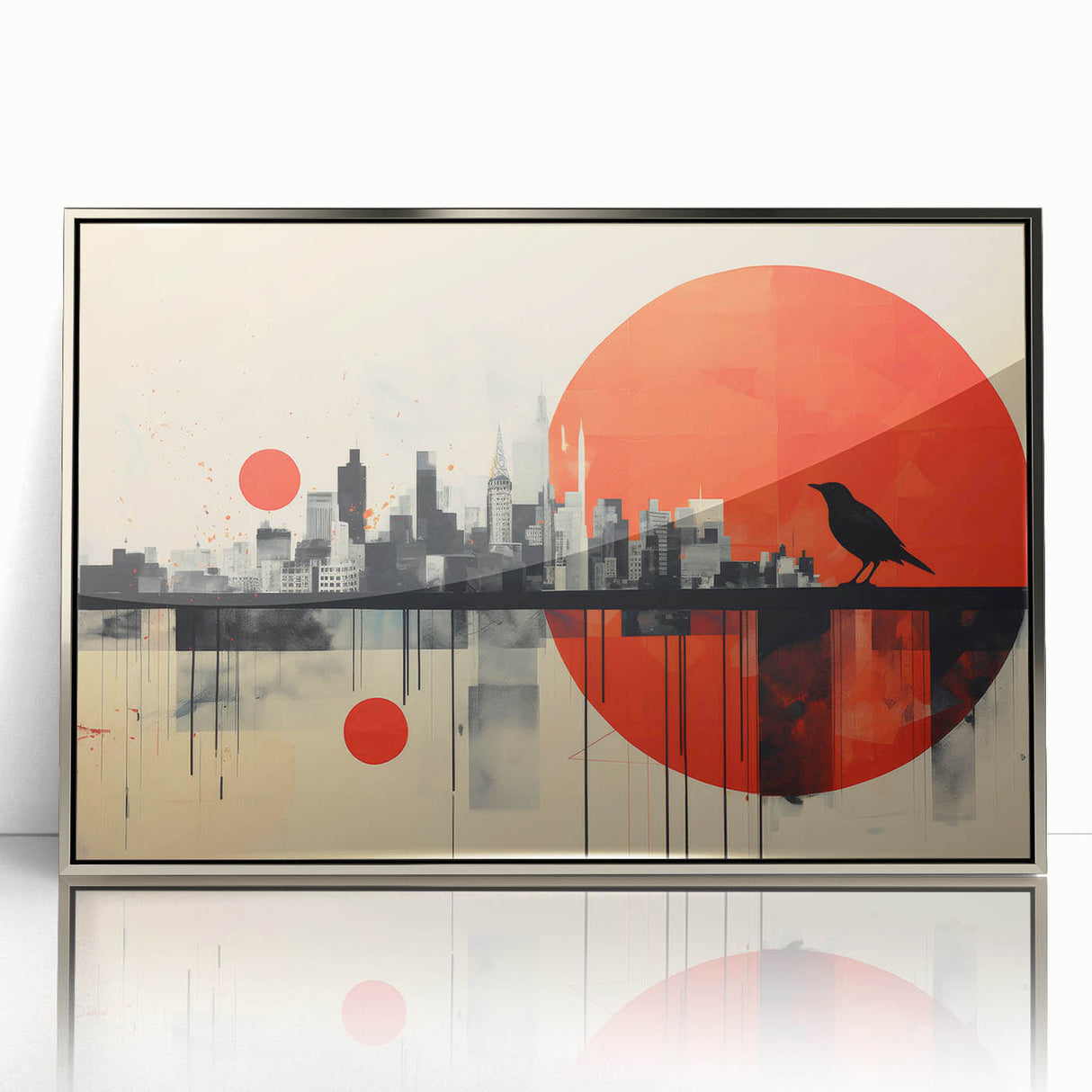 Large art print featuring the London skyline in muted gray tones on a framed acrylic, ideal for modern art wall decor.