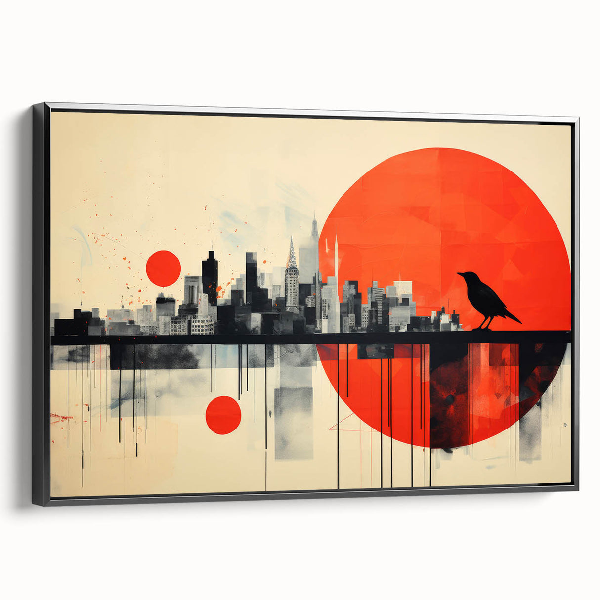 Black and white vintage poster art of London landscape on framed canvas, ideal for bedroom wall decor.