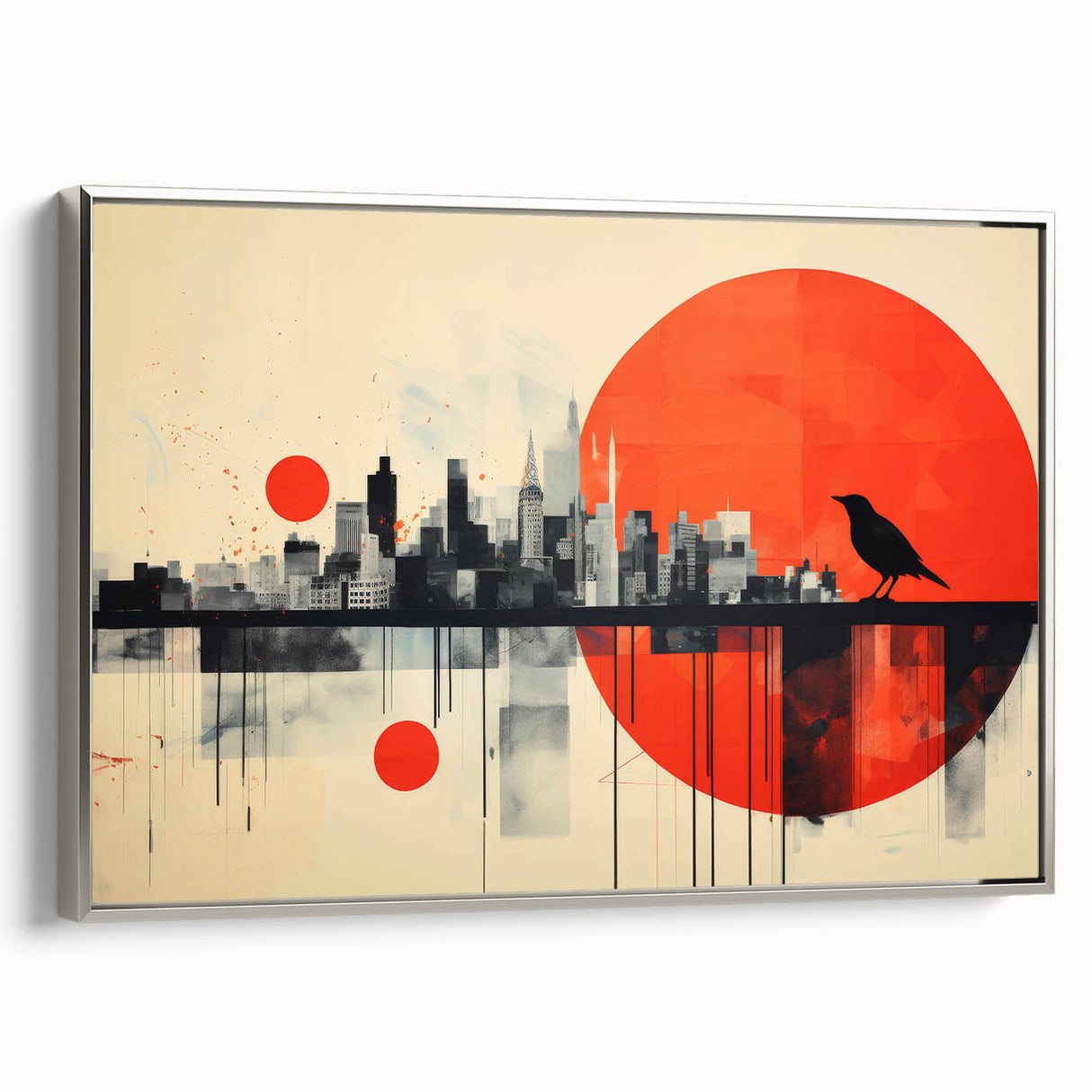 Landscape art painting of London featuring a colorful palette on framed canvas, ideal for living room decor.