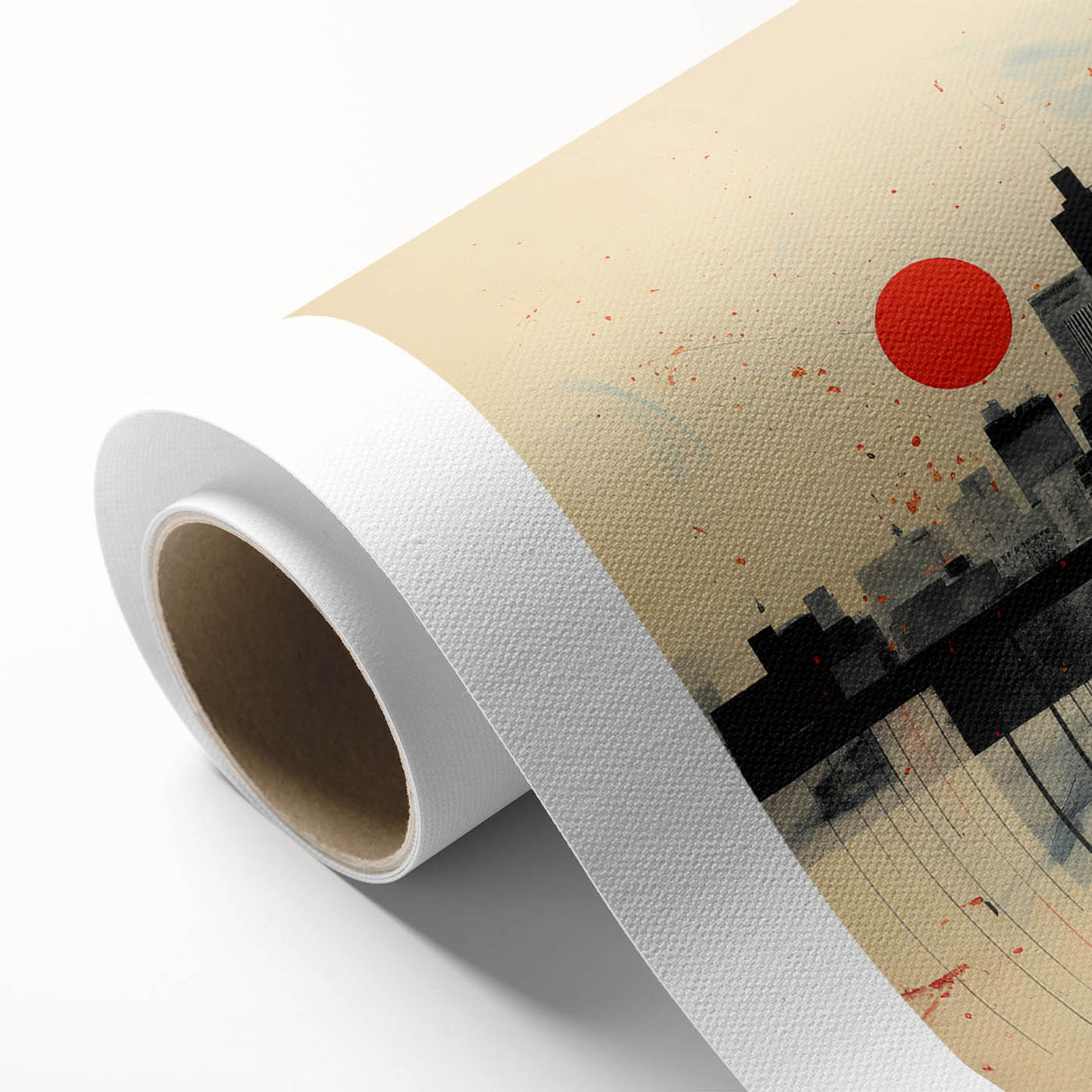Art Deco poster of London skyline in pastel shades on rolled canvas, ideal for nursery wall art.