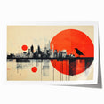 Extra large rolled print of London scenery with muted floral elements, ideal for art wall dining room.