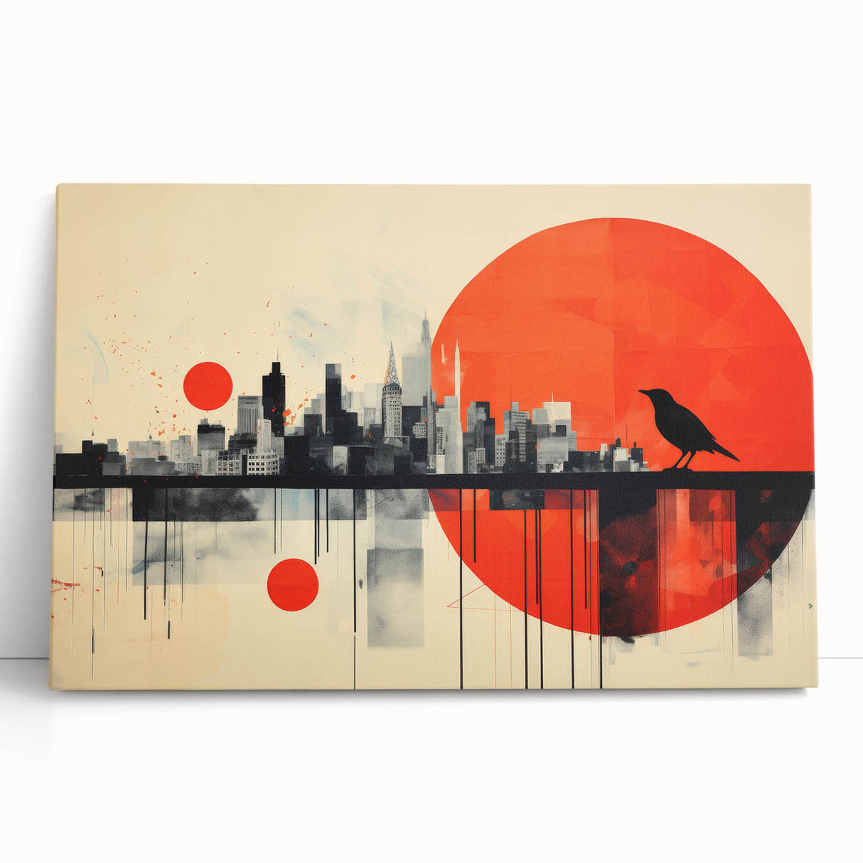 Black and white large art of London scenery on stretched canvas, ideal for kitchen wall art.