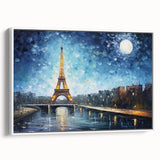 Vintage poster art of Paris with colorful accents on extra large framed canvas, ideal for living room decor.