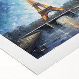 Art deco poster of Paris skyline in muted gray, ideal for dining room wall art, on rolled canvas.