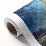 Art Deco poster of Paris skyline in pastel shades on rolled canvas, ideal for nursery wall art.