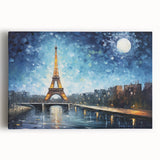 Black and white photo of the Eiffel Tower on large stretched canvas, ideal for kitchen wall art or bedroom.