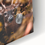 Large abstract wall art in autumnal shades on acrylic glass, featuring mid-century modernist style.