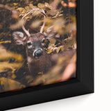 Framed canvas featuring a close-up of textured, colorful art with a black background, ideal for living room decor.