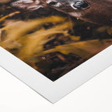 Art deco poster depicting a stylized autumn landscape on a rolled canvas, suitable for dining room walls.