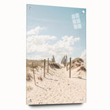 Large abstract wall art on acrylic glass depicting vibrant summer hues, ideal for bedroom or dining room decor.