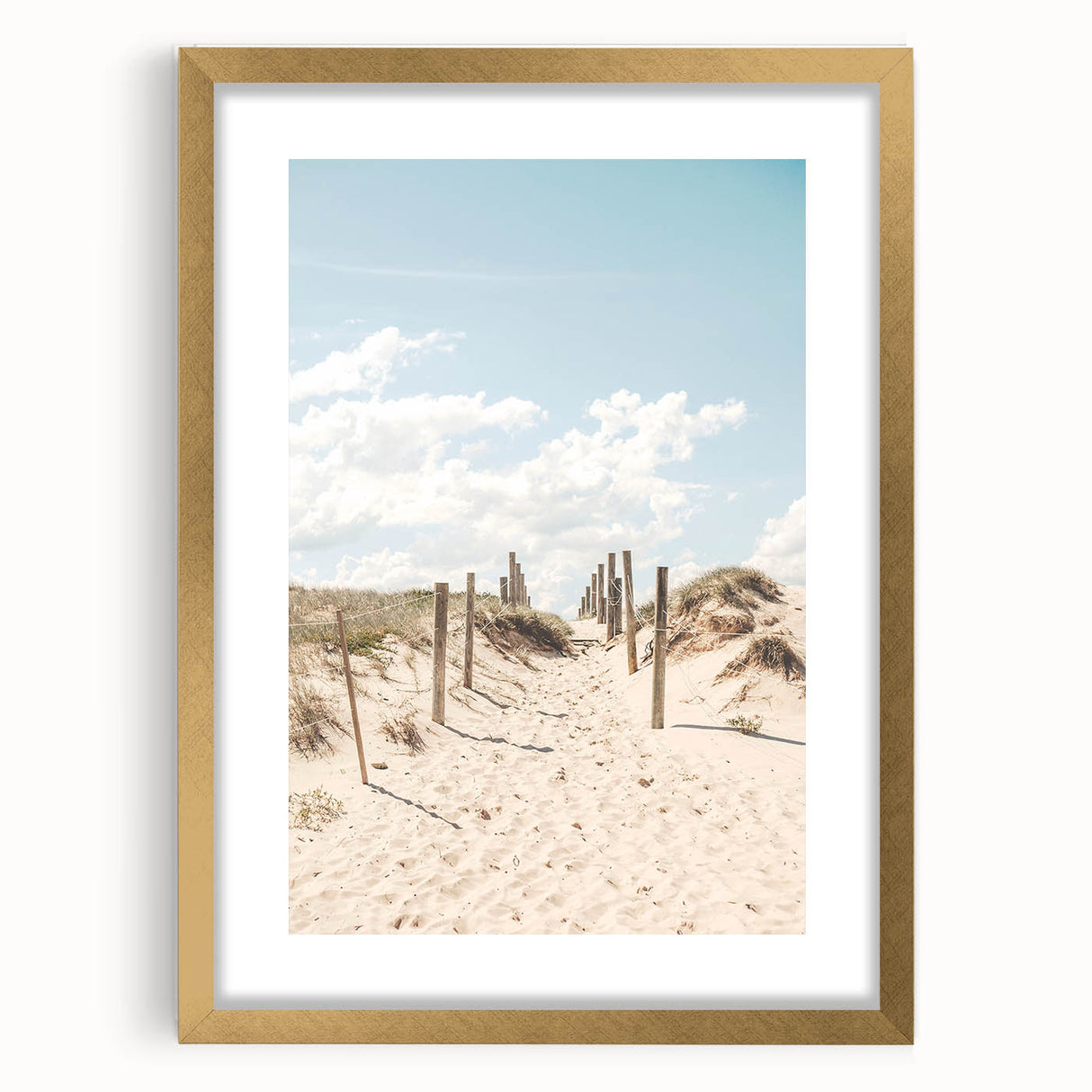 Extra large abstract art print with textured design in vibrant summer hues, framed in gold, suitable for living room decor.