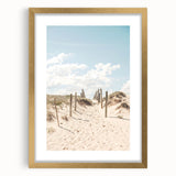 Extra large abstract art print with textured design in vibrant summer hues, framed in gold, suitable for living room decor.