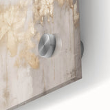 Large abstract wall art in cool blue and white tones on acrylic glass, styled in mid-century modernist design.