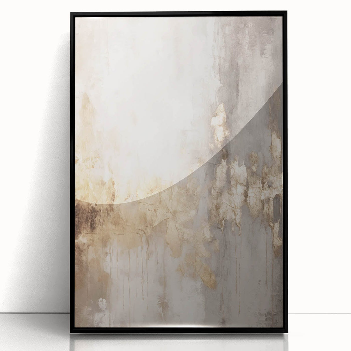 Large abstract wall art depicting winter, in black and white tones, framed in acrylic, suitable for modern living room decor.