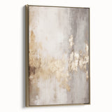 Vintage-style winter landscape painting on framed canvas, featuring a snowy scene in muted gray and gold tones.