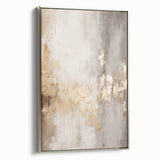 Winter landscape art painting on framed canvas, featuring muted cool tones and vintage poster style.