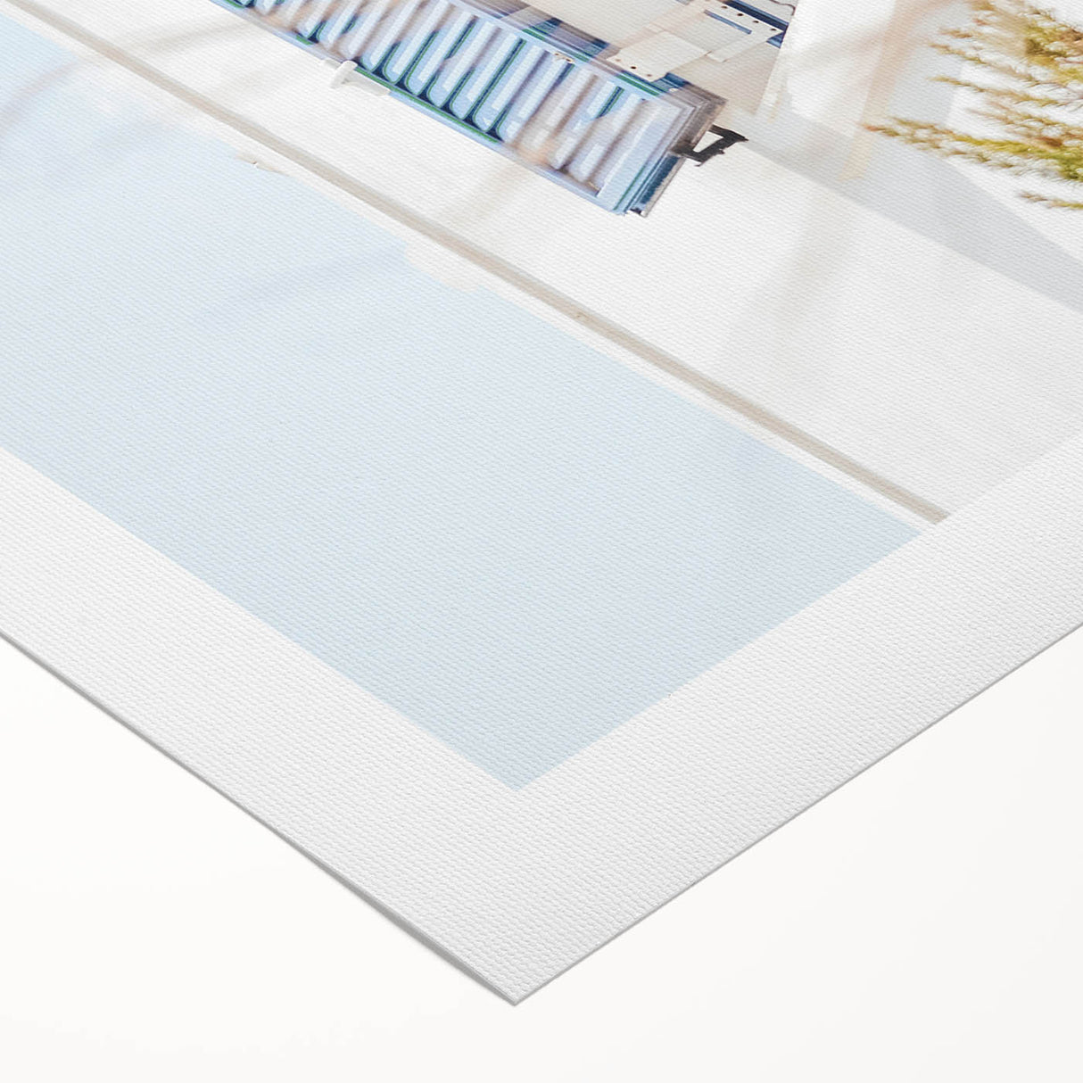 Art deco poster featuring a stylized summer scene on rolled canvas, with pastel colors, ideal for dining room wall art.